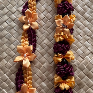Lei Hoku Originally Designed by Leilani Graduation Lei Hawaiian Ribbon Lei Hawaiian Lei Birthday Lei Braided Lei Ribbon Lei Kukui Nuts