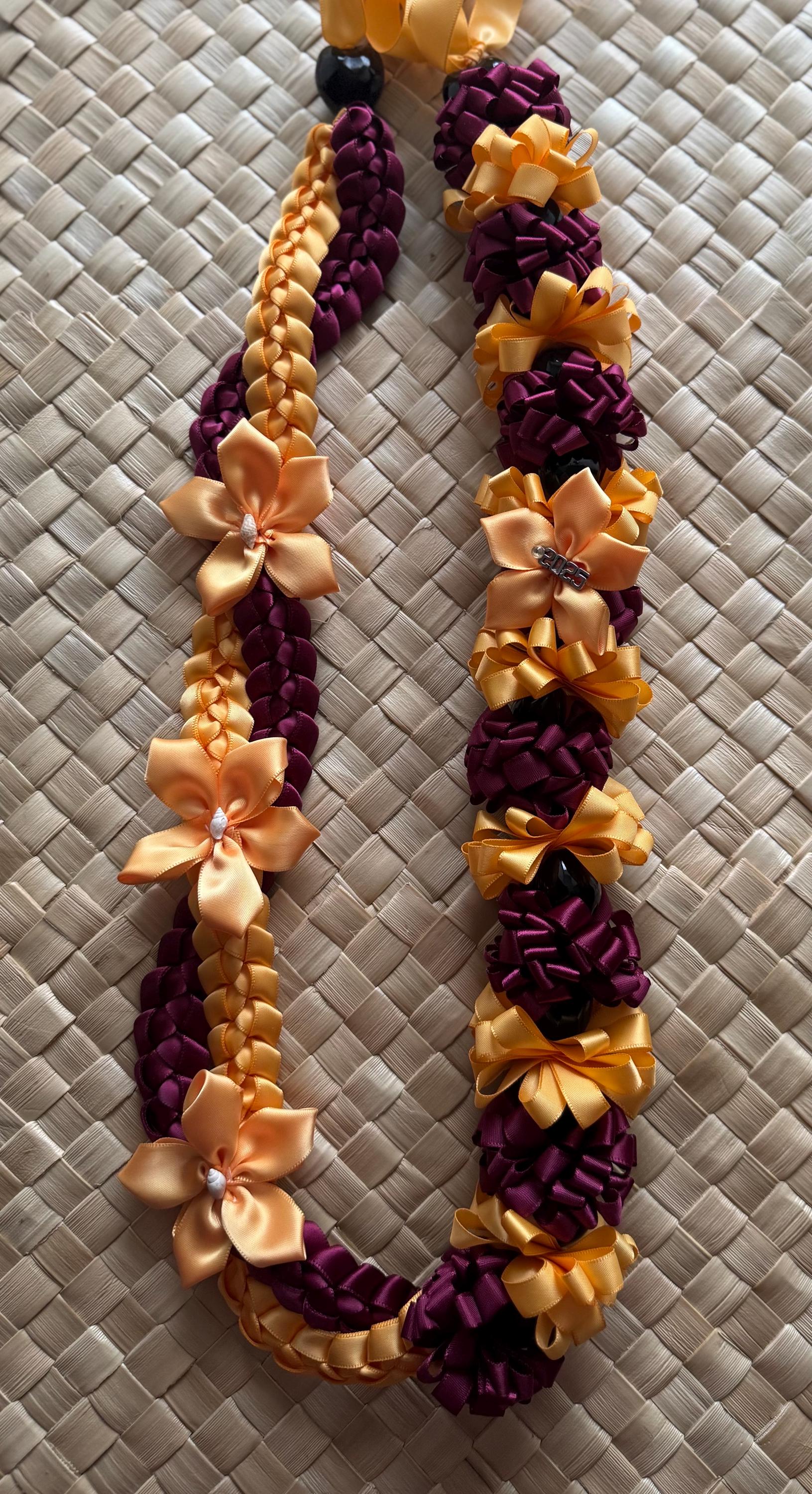 Lei Hoku Originally Designed by Leilani Graduation Lei Hawaiian Ribbon Lei Hawaiian Lei Birthday Lei Braided Lei Ribbon Lei Kukui Nuts