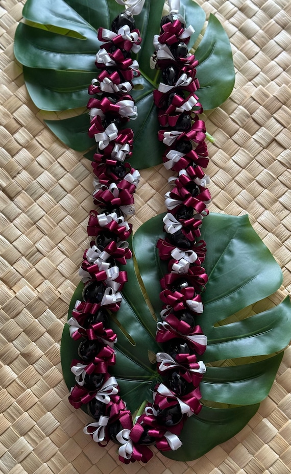 Lei Pono Jr handcrafted by Leilani Graduation Lei Hawaiian Ribbon Lei Hawaiian Lei Birthday Lei Retirement Lei Carnation Lei Kukui Nuts Lei