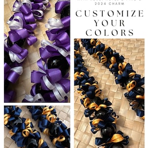 Customize your Graduation Ribbon Lei Kukui Nuts Lei Graduation Lei Hawaiian Ribbon Lei Hawaiian Lei Birthday Lei Wedding Lei Anniversary Lei