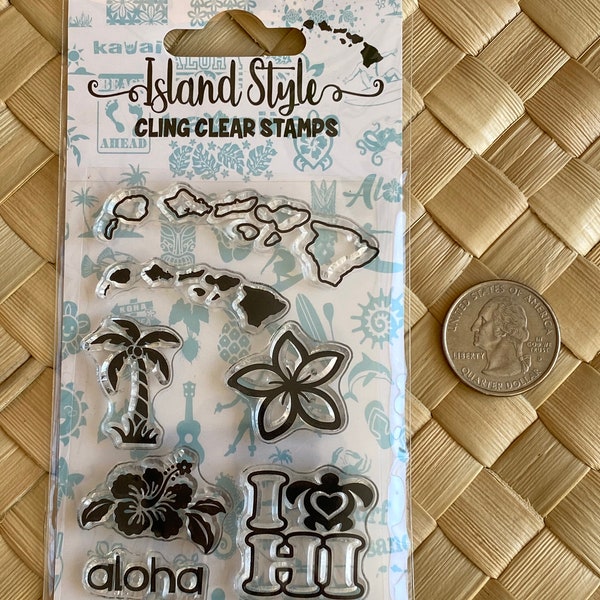 Hawaiian Tropical Pua Acrylic Clear Cling Stamps Island Aloha Mahalo Ohana Hawaii Polynesian Craft Papercrafting Scrapbooking Lilikoi