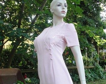 80s Dress, Pale Pink Dress, Vintage Dress, 80s Costume, Pink Dress, 80s Cocktail Dress, Embroidered Dress, Caron Petite, Dress Size 6