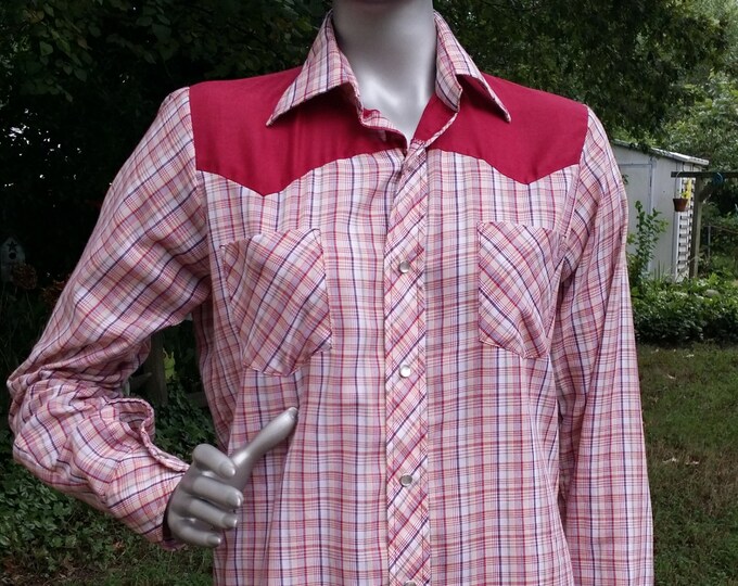 Mens 70s Western Shirt/ Vintage Shirt/ Rockabilly Shirt/ Vintage