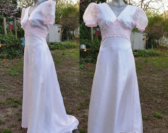 70s Prom Dress with Train, Bridesmaid Dress, Vintage Prom Dress, 70s Dress, 70s Costume, Chiffon Dress, Vintage Evening Gown, Dress Size 4