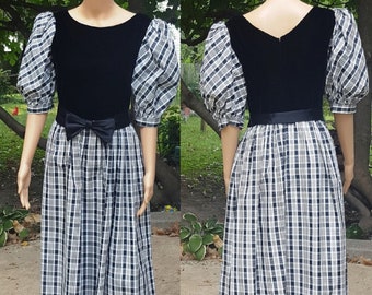 80s Prom Dress  Plaid Dress, Lanz Originals 80s Bridesmaid Dress Evening Gown 80s Dress 80s Costume Vintage Dress Stage Costume