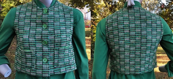 Womens Vest, 50s Vest, Green Vest, Womens Green Ve