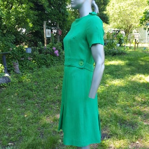 60s Dress Green Dress Vintage Dress Cotton Twill Dress Stage Costume Vintage Costume Cotton Dress 60s Costume Pleated Dress Spring Bild 4