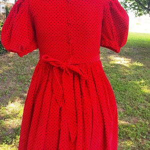 Girls Dress Size 12 Vintage Dress in Red with Black Polka Dots 80s Dress 80s Costume Stage Costume Red Dress Vintage Costume image 6