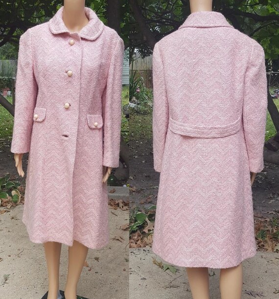 Womens 50s Coat, Vintage Coat, Pink Coat, Vintage