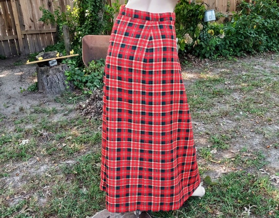 OOAK 70s Skirt Maxi Skirt Plaid Skirt Tartan Skir… - image 5