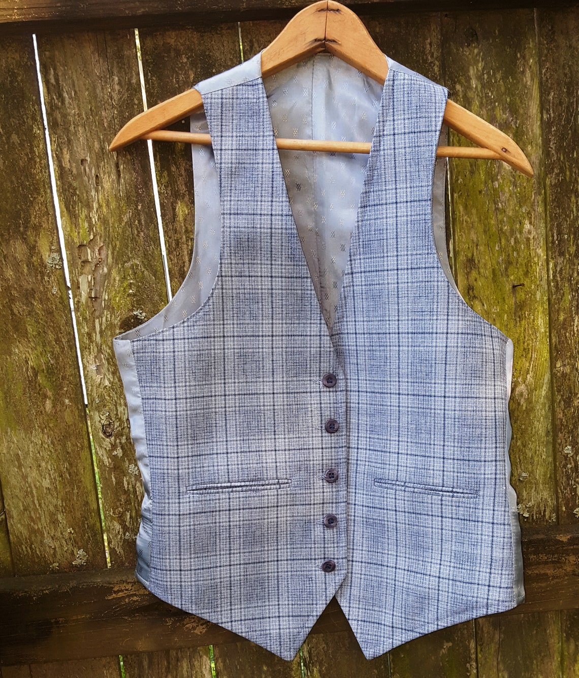 Mens 70s Vest Vintage Vest Plaid Vest Reversible Vest Etsy