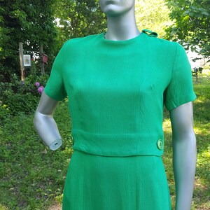 60s Dress Green Dress Vintage Dress Cotton Twill Dress Stage Costume Vintage Costume Cotton Dress 60s Costume Pleated Dress Spring Bild 3