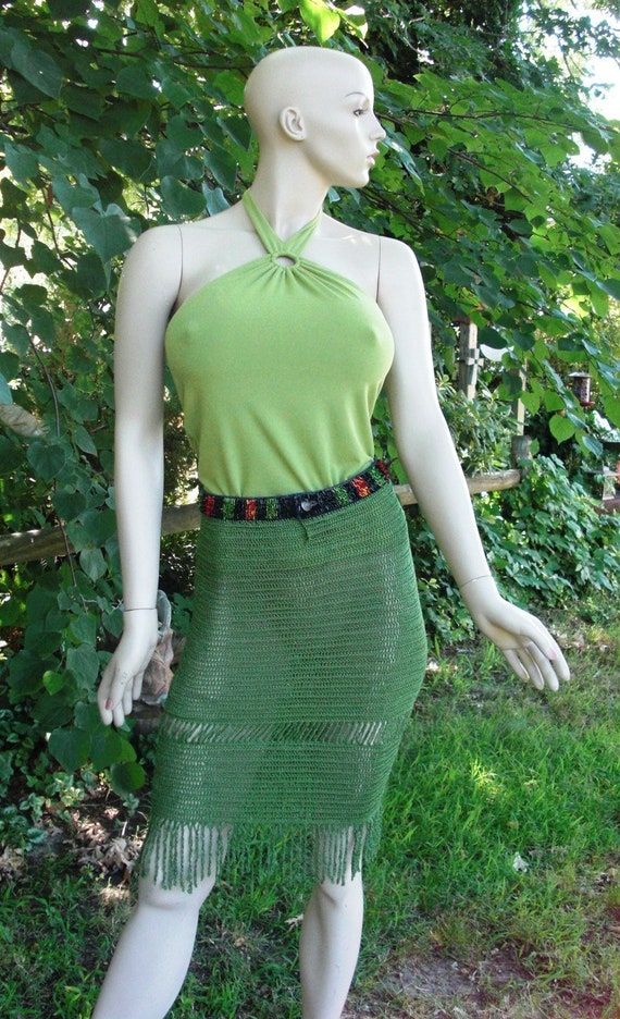 NWT 80s Crochet Cover Up Swim Cover Vintage Skirt 