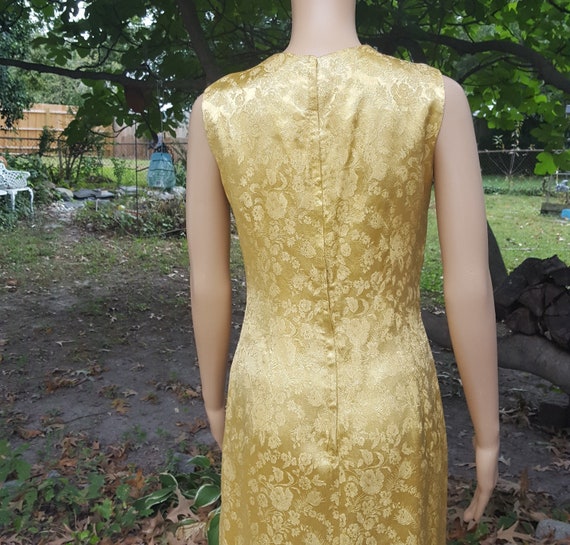 50s Dress, 50s Cocktail Dress, Gold Dress, Brocad… - image 4