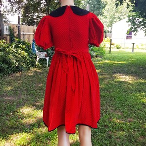 Girls Dress Size 12 Vintage Dress in Red with Black Polka Dots 80s Dress 80s Costume Stage Costume Red Dress Vintage Costume image 5