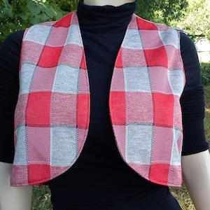 Plaid Vest Vintage Vest Cropped Vest 70s Vest 70s Costume Stage Costume Handmade Vest Womens Vest Vintage Costume