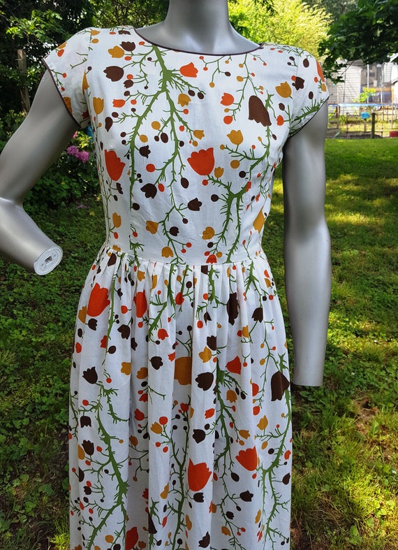 Floral Dress, 50s Dress, Tulip Print Dress, Vinta… - image 2