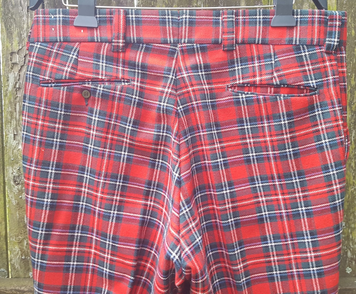 Mens 70s Pants Vintage Plaid Pants Hipster Pants Golf Etsy
