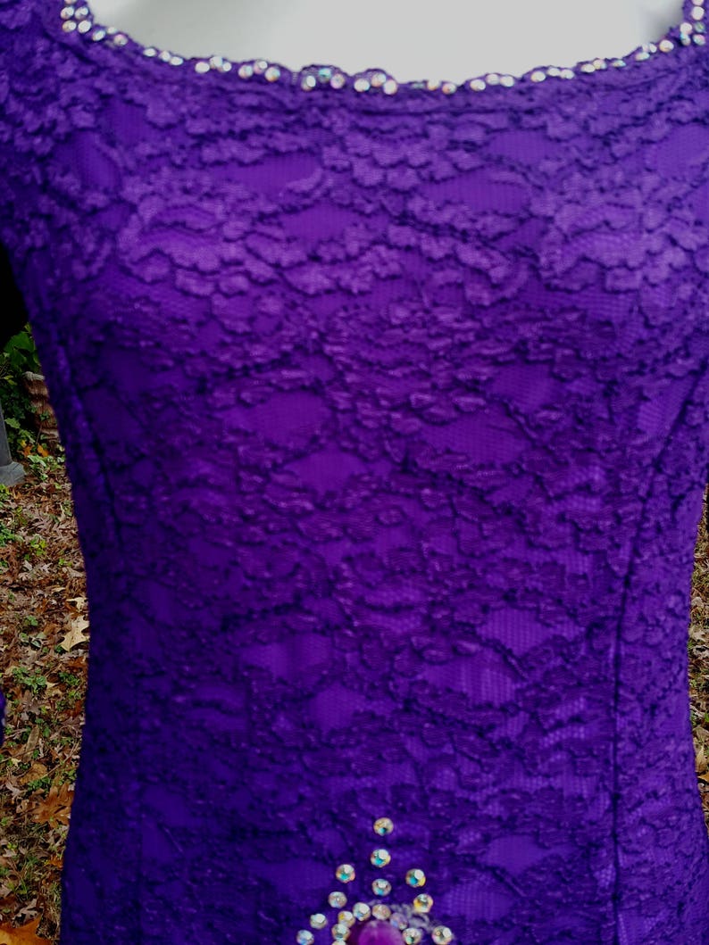 80s Dress, Vintage Dress, Renaissance Festival Dress, Fairy Dress, Purple Dress, Stage Costume, Rhinestone Dress, Stretchy Dress, Cosplay image 4