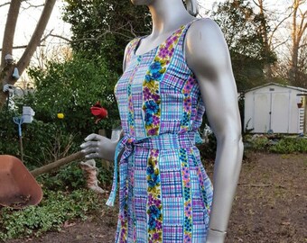 70s Dress  Vintage Dress Sundress Patchwork Print Summer Dress 70s Costume Vintage Dress Liberty Circle Floral Dress