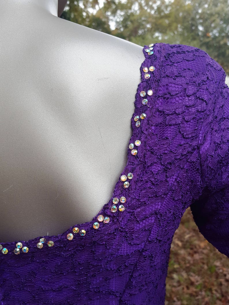 80s Dress, Vintage Dress, Renaissance Festival Dress, Fairy Dress, Purple Dress, Stage Costume, Rhinestone Dress, Stretchy Dress, Cosplay image 7