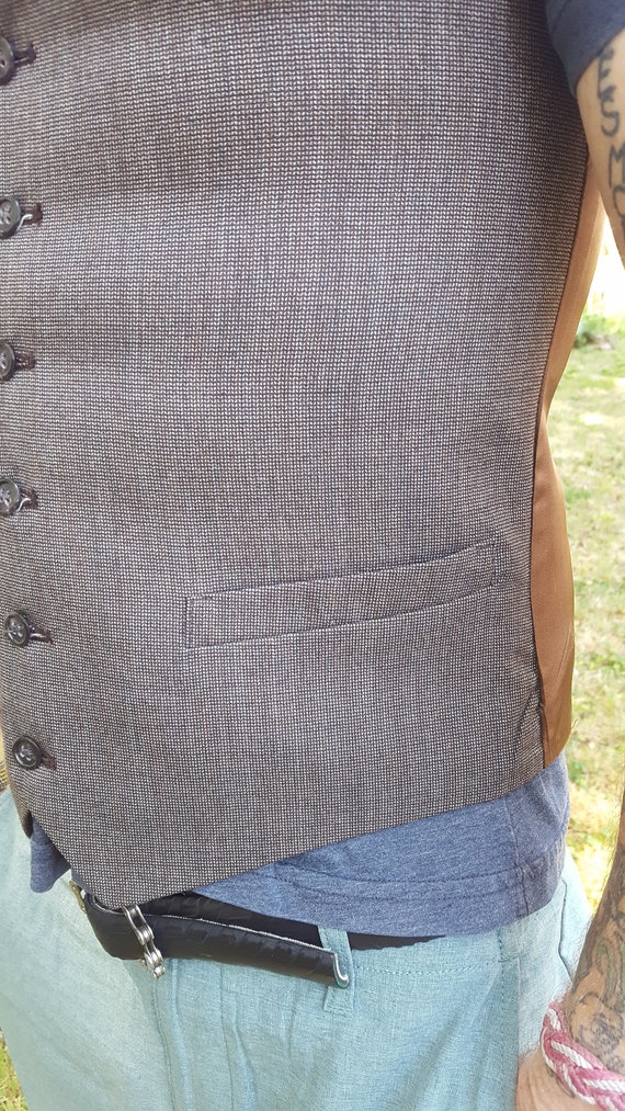 Mens 80s Vest in Brown Tweed Vintage Vest Stage C… - image 3