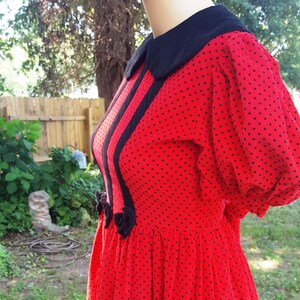 Girls Dress Size 12 Vintage Dress in Red with Black Polka Dots 80s Dress 80s Costume Stage Costume Red Dress Vintage Costume image 4