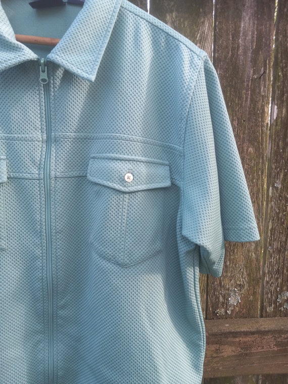 Mens Shirt Vintage Shirt Mint Green Shirt  80s Sh… - image 3