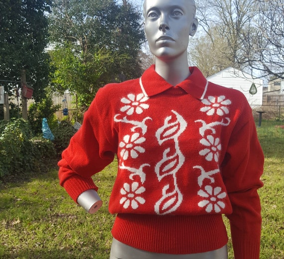 Womens 80s Sweater, Vintage Sweater, Graphic Sweat