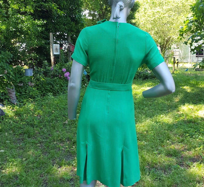 60s Dress Green Dress Vintage Dress Cotton Twill Dress Stage Costume Vintage Costume Cotton Dress 60s Costume Pleated Dress Spring Bild 5