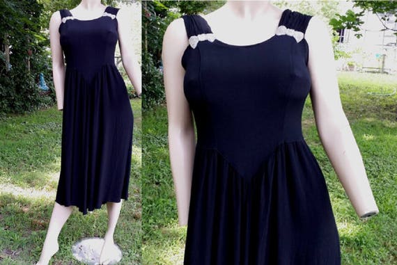 80s Dress Vintage Dress Little Black Dress Weddin… - image 1