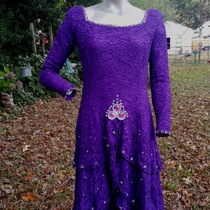 80s Dress, Vintage Dress, Renaissance Festival Dress, Fairy Dress, Purple Dress, Stage Costume, Rhinestone Dress, Stretchy Dress, Cosplay image 2