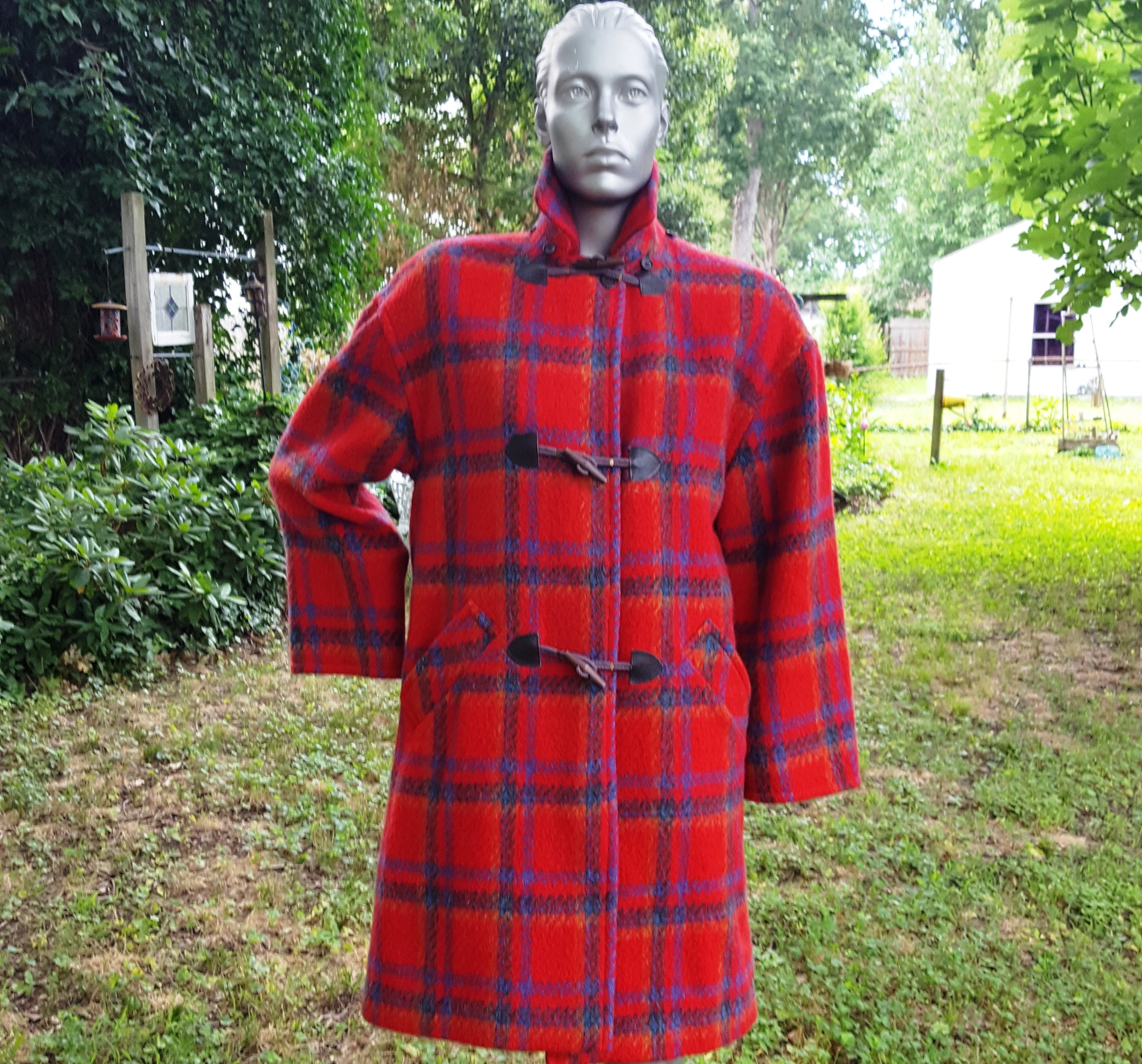 Red Plaid Coat - Etsy