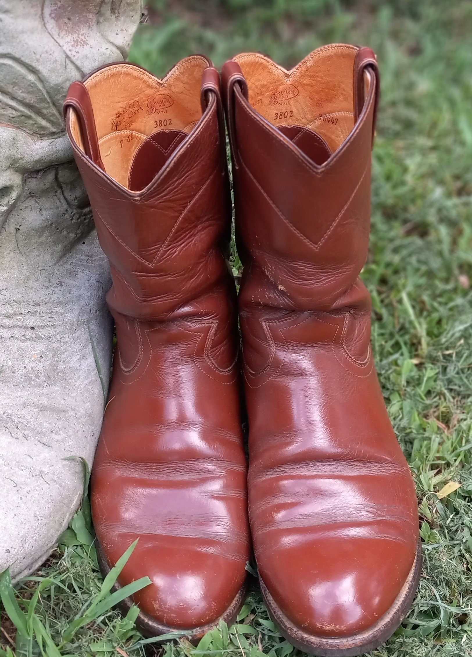 Mens Boots Justin Roper Boots Brown Boots Vintage Boots Leather Boots Vintage Ropers Justin 3802 Vintage Boots Brown Boots Etsy