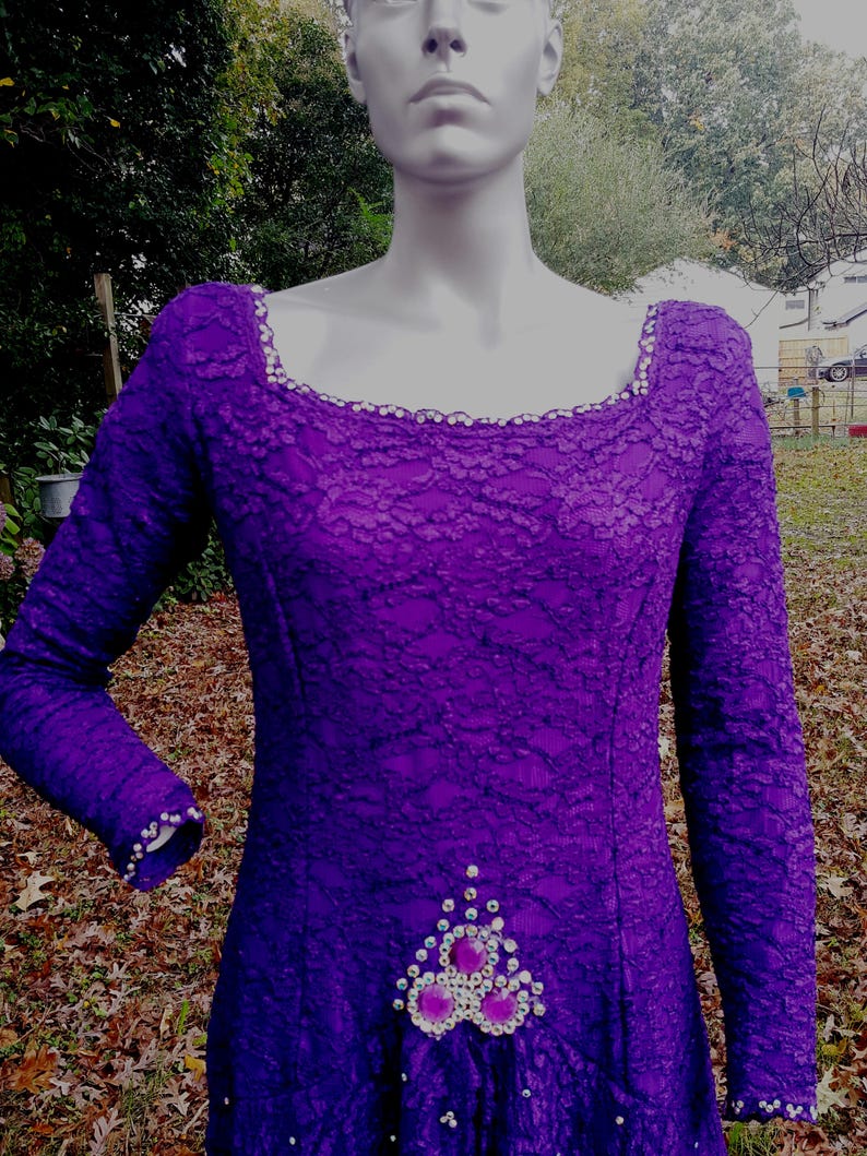 80s Dress, Vintage Dress, Renaissance Festival Dress, Fairy Dress, Purple Dress, Stage Costume, Rhinestone Dress, Stretchy Dress, Cosplay image 5