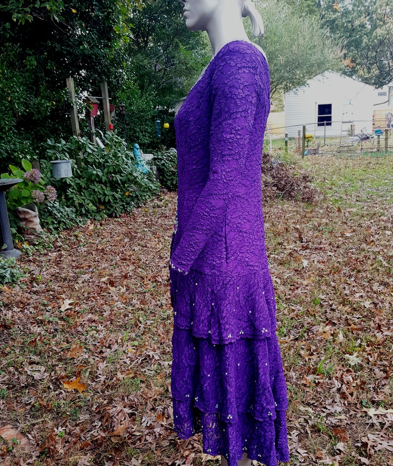 80s Dress, Vintage Dress, Renaissance Festival Dress, Fairy Dress, Purple Dress, Stage Costume, Rhinestone Dress, Stretchy Dress, Cosplay image 6