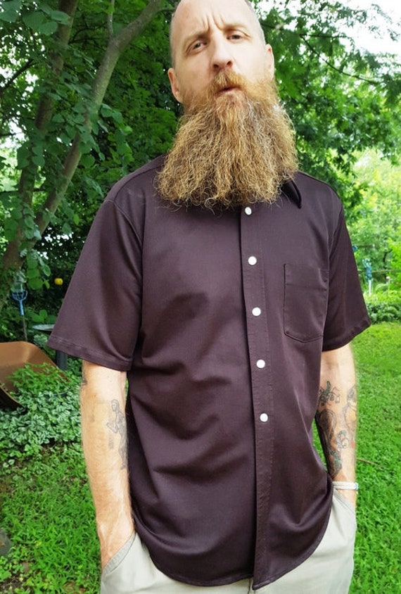Mens Vintage Shirt 70s Shirt Brown Shirt David Hanson 70s Costume 