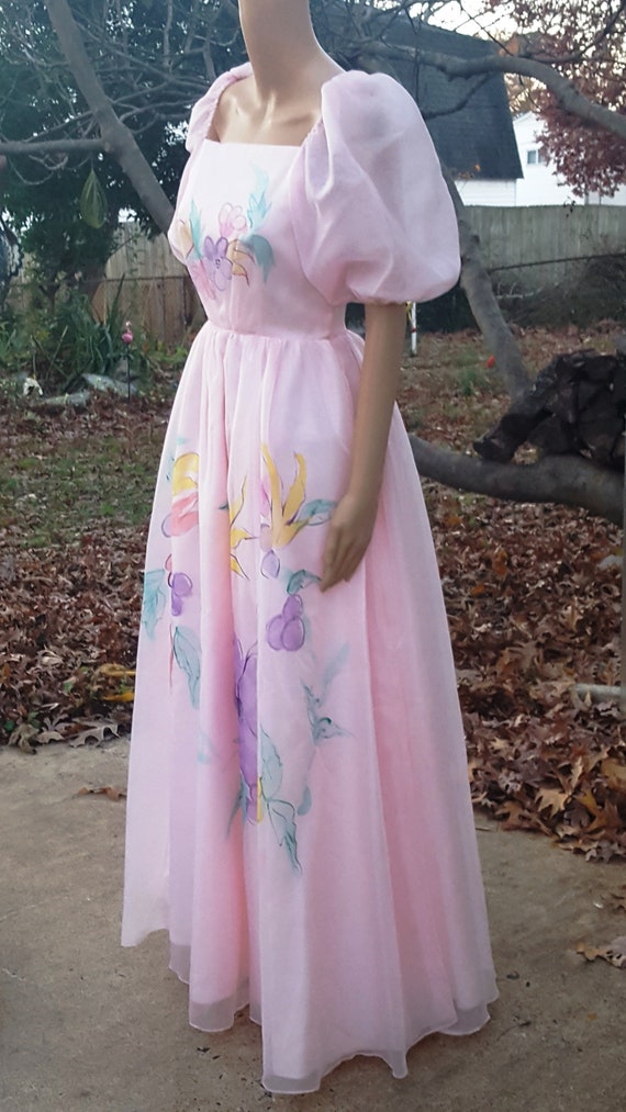 70s Prom Dress Hand Painted Dress Evening Gown Floral Dress Vintage Dress  Formal Dress After Five Vintage Costume - Etsy