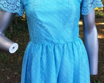 Vestido de fiesta de los anos 70 vestido de dama de honor vestido de encaje de JCPenney traje de escenario vestido de los anos 70 vestido vintage vestido aguamarina vestido de noche