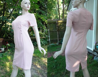 80s Dress Pale Pink Dress Vintage Dress 80s Costume Pink Dress 80s Cocktail Dress Embroidered Dress Caron Petite Dress