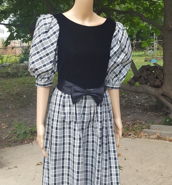 80s Prom Dress  Plaid Dress, Lanz Originals 80s B… - image 3