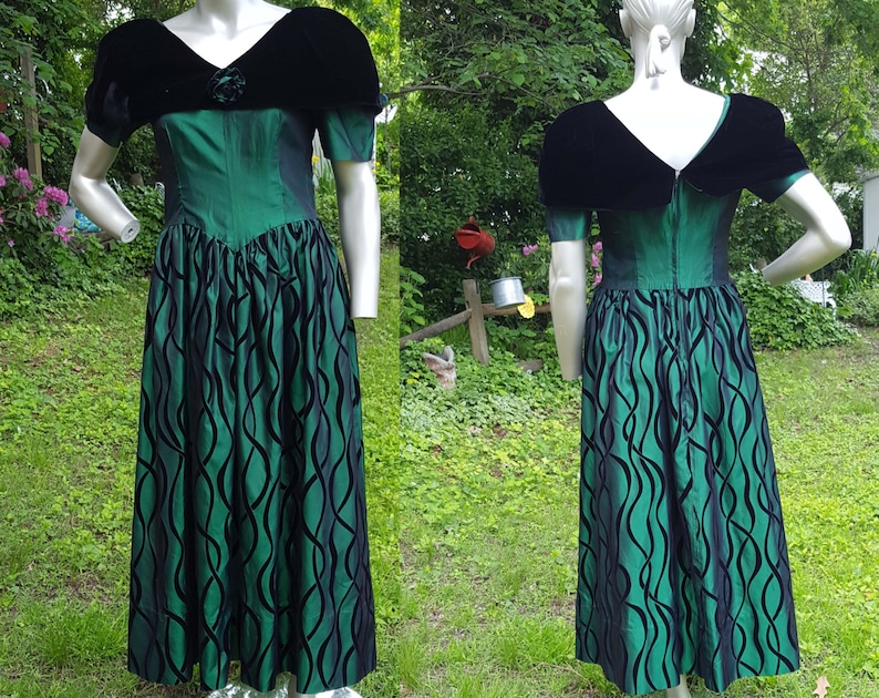 80s Prom Dress, Evening Gown, Green Dress, 80s Bridesmaid Dress, Stage Costume, Vintage Dress, 80s Costume, Vintage Wedding, Dropped Waist 