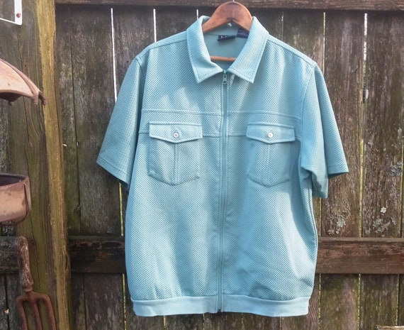 Mens Shirt Vintage Shirt Mint Green Shirt  80s Sh… - image 1