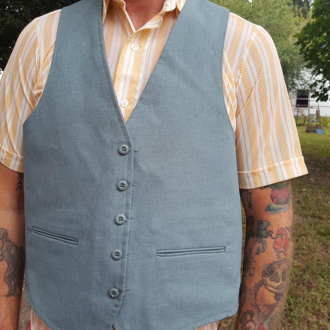 Mens Vest 70s Vest Vintage Vest Plaid Vest Green Vest 70s Etsy