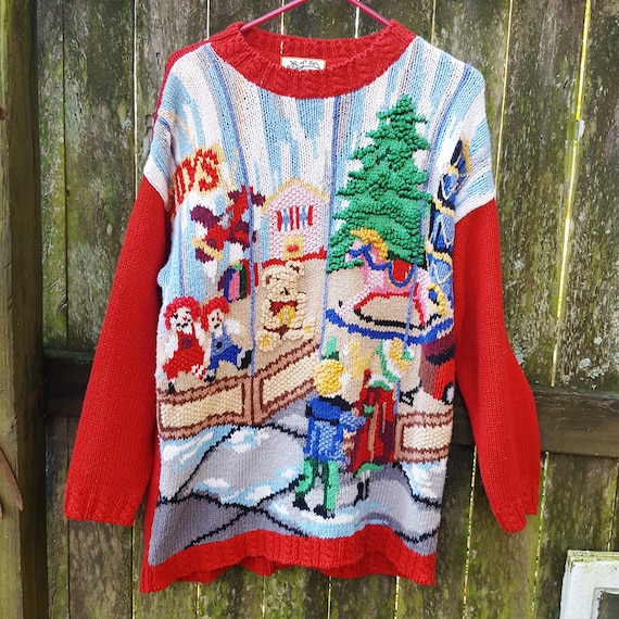 Vintage Ugly Christmas Sweater, 90s Sweater, Holid