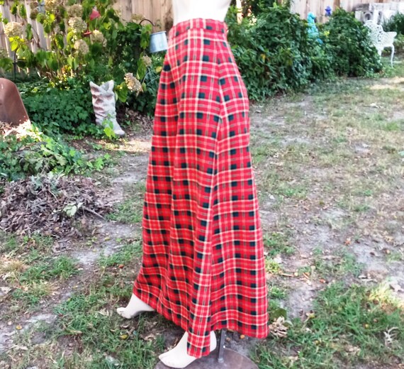 OOAK 70s Skirt Maxi Skirt Plaid Skirt Tartan Skir… - image 4