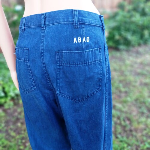 Vintage Sailor Dungarees, Authentic USN Uniform, Discontinued Navy Uniform, Vintage shops Bell Bottoms, Sailor Costume, Stage, Blue Jeans, Costume