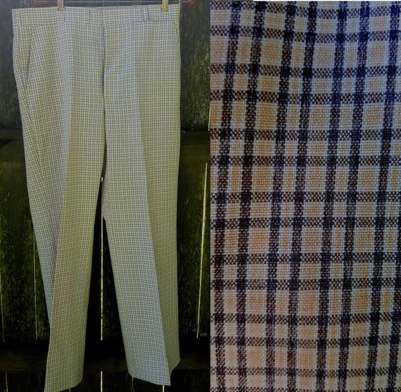 Mens Pants, 70s Plaid Pants, Hubbard Slacks, Vinta