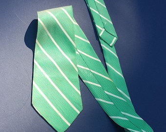 Vintage Neck Tie Shamrock Green Tie Fashion Neckware Inc. 60s Necktie Striped Tie Saint Patrick's Day