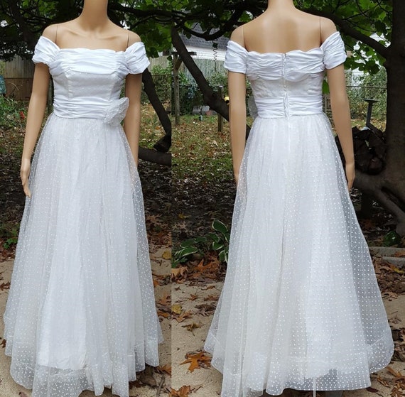 Vintage Wedding Dress 80s Wedding Dress Off the S… - image 1